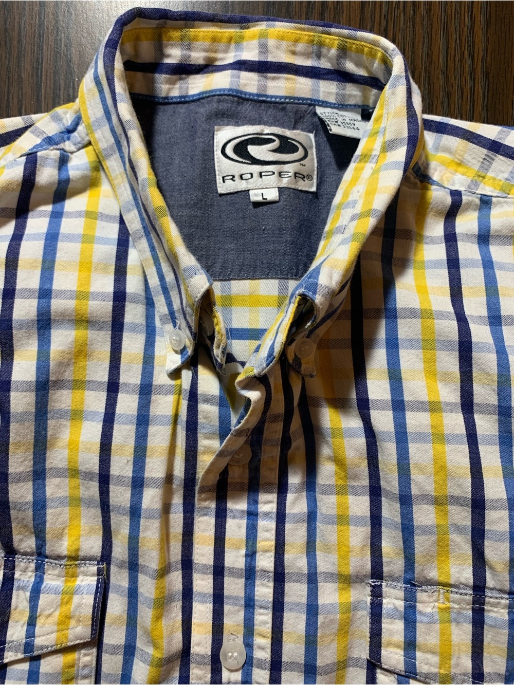 Roper Men's Yellow and Blue Plaid Button-Down Shirt